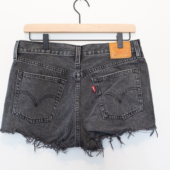 Levi's 501 Cutoff Denim Shorts Washed out Black - Picture 4 of 6
